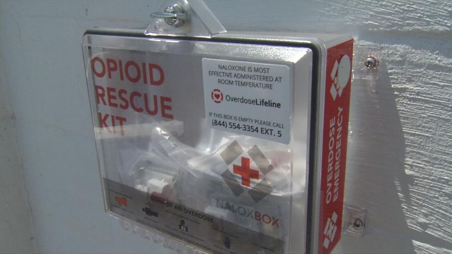 Box outside the Sellersburg Fire Department filled with Narcan for public