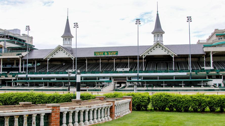 EMPTY CHURCHILL DOWNS - VIRUS PANDEMIC - 4-29-2020  TWIN SPIRES FROM INFIELD.jpg