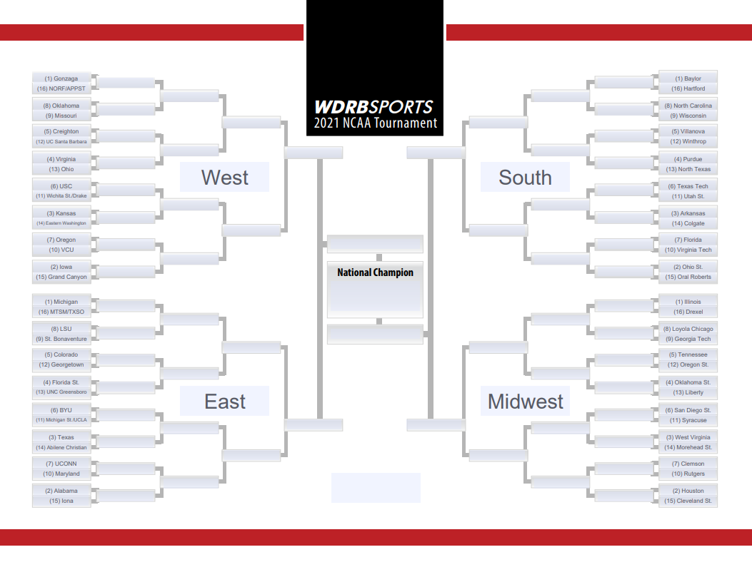 2011 College Basketball Tournament Printable Bracket 