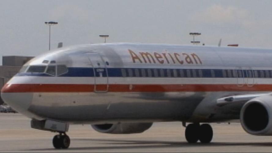 American Airlines jet at Louisville International Airport on 4-19-2021