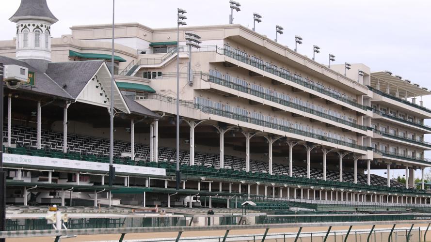EMPTY CHURCHILL DOWNS - VIRUS PANDEMIC - 4-29-2020  STANDS - FROM INFIELD.jpg