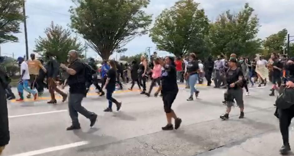 Protest march at 6th and Broadway 4.JPG