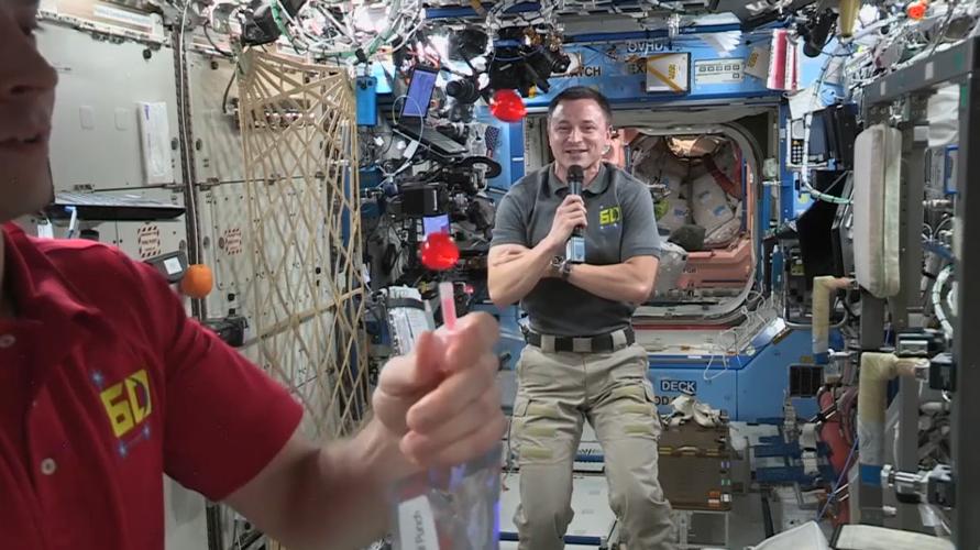 Students at Kentucky Science Center speak with astronauts aboard the International Space Station, Sept. 13, 2019