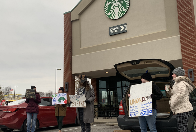 Starbucks workers protest outside Louisville's Factory Lane store