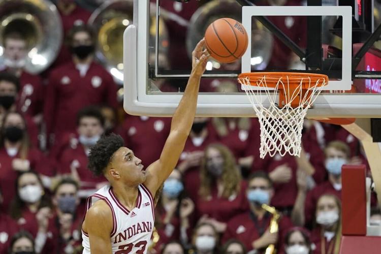 Indiana's Trayce  Jackson Davis dunks during the first half against Wisconsin.jpeg