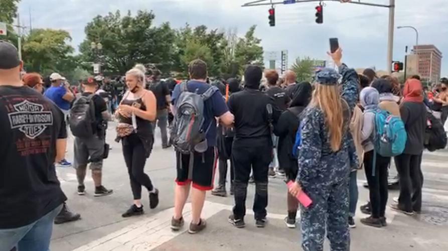 Protest march at 6th and Broadway.JPG