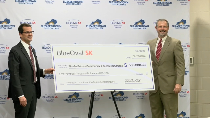 BlueOval SK $500,000 check for Elizabethtown Community and Technical College