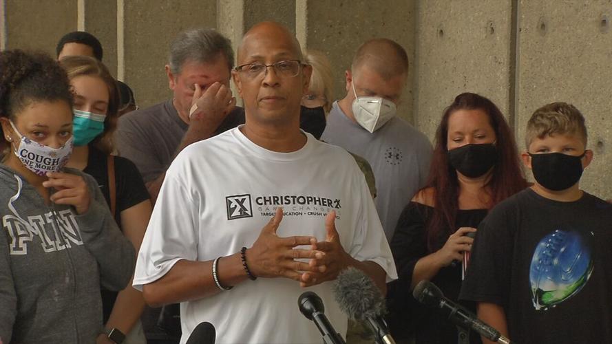 Christoper 2X speaks during news conference for Kimberly Jarboe