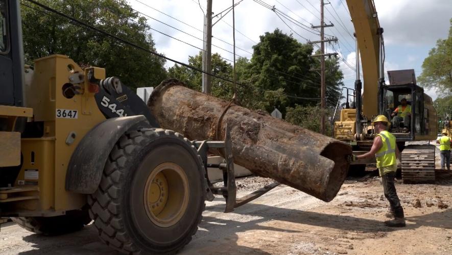 Crews unearth 1877 pipe