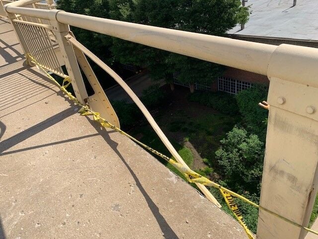 Damage to the George Rogers Clark Memorial Bridge (the Second Street Bridge) recorded on May 17, 2022