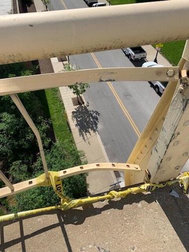 Damage to the George Rogers Clark Memorial Bridge (the Second Street Bridge) recorded on May 17, 2022