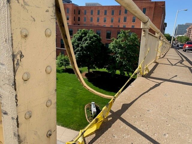 Damage to the George Rogers Clark Memorial Bridge (the Second Street Bridge) recorded on May 17, 2022