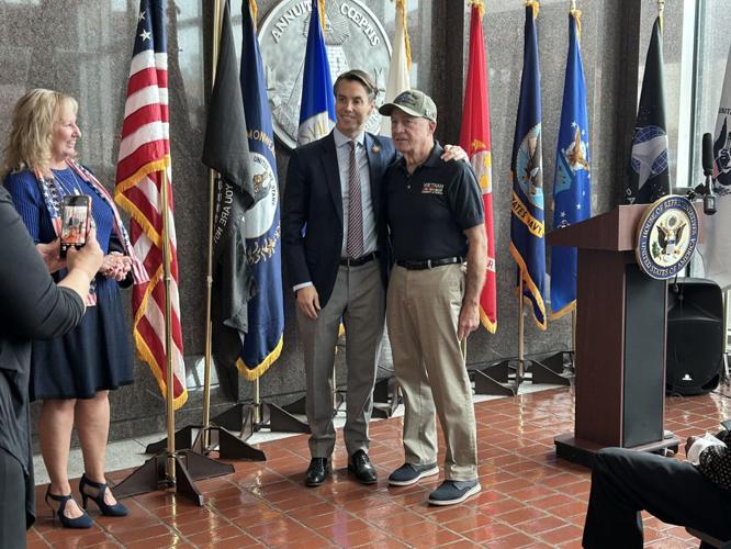 Morgan McGarvey pins Vietnam Veterans - 11.7.24