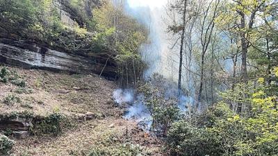 Smoke from a wildfire at Natural Bridge State Park