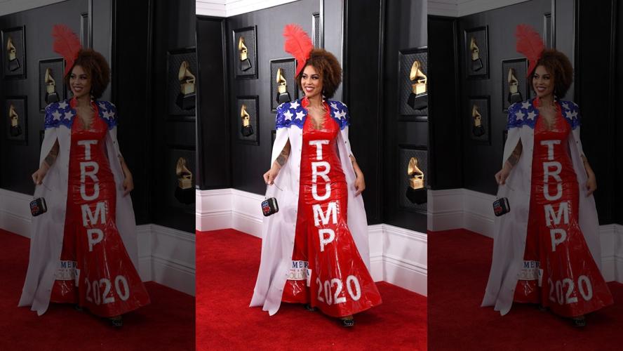 Joy Villa in Trump Dress at Grammys