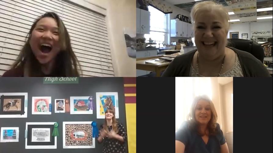 CAL senior Elizbeth Lepley learns that she has won the 35th annual Horsing Around with Art competition