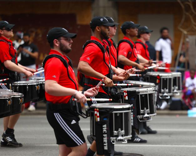 UofL drummers perform in Pegasus parade.JPG