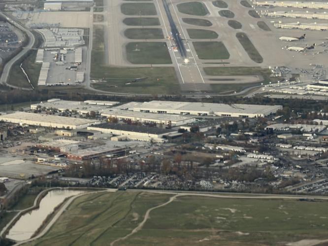 Aerial of UPS plane crash site in Louisville 11-5-25