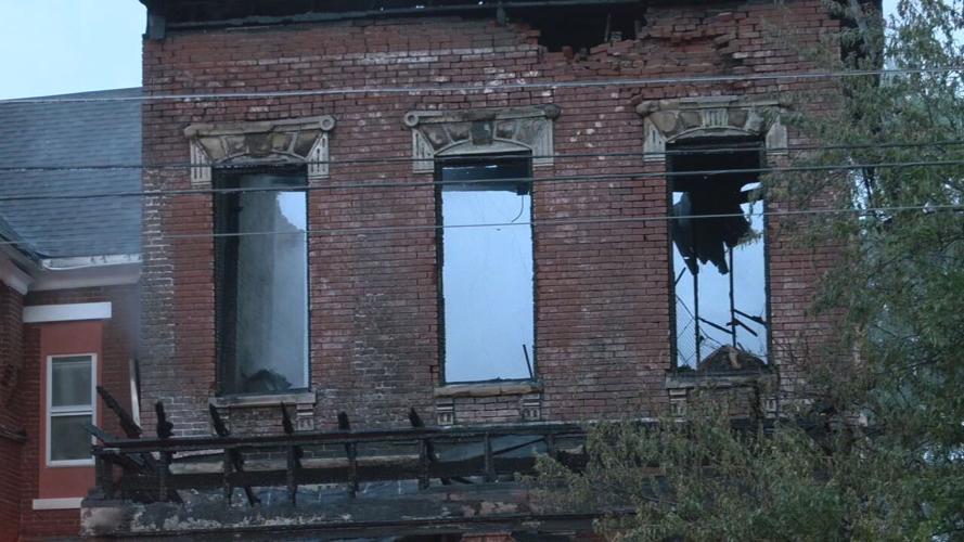 Building gutted by fire on Logan Street
