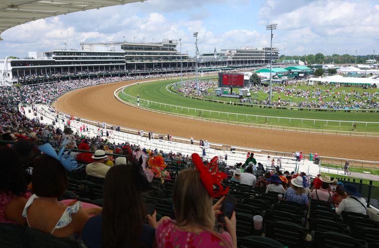 View of Churchill Downs from First Turn above.JPG