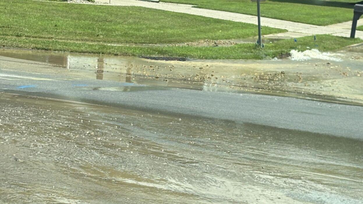 Water main break Mel Smith Rd and Royal Oaks Ct. New Albany - 6.27.25