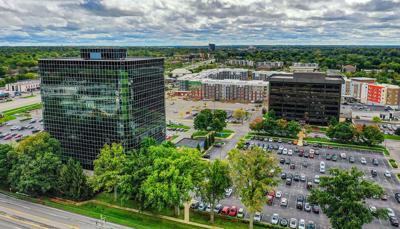 Hurstbourne Place building (at left) and Hurstbourne Park building (at right)