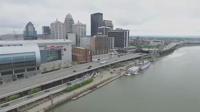 Louisville skyline (aerial)