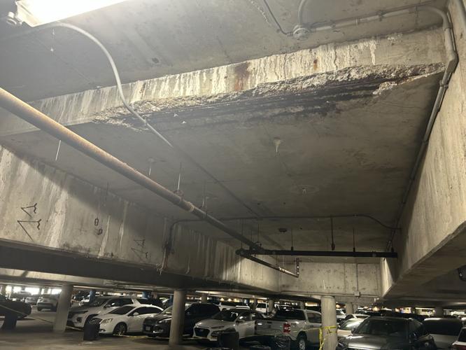 Damage in garage under Belvedere