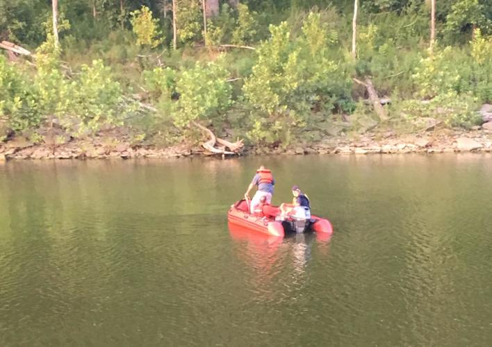 A water rescue team in Taylorsville Lake in Mt. Eden, Kentucky, on Saturday