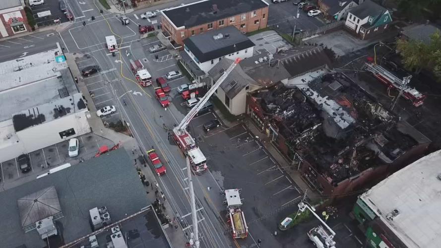 St. Matthews strip mall fire aerial - 6-17-19