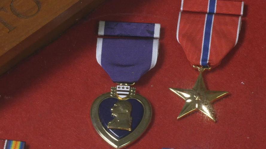 Purple heart and bronze star awarded to Stanley Parnell