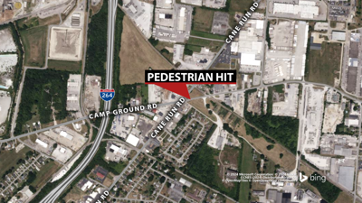 Map of pedestrian hit on Cane Run Road