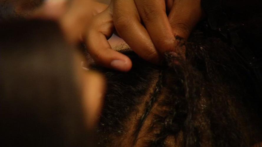 Close up of hair braiding
