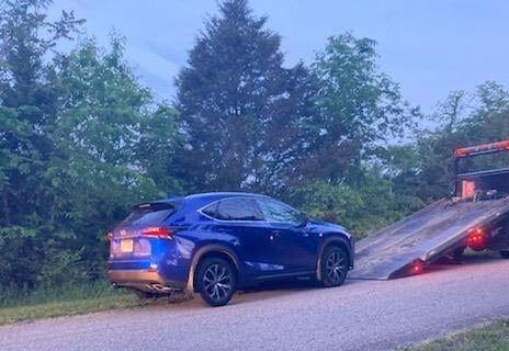 A car reportedly used in a high-speed chase with police in southern Indiana on Saturday, May 22, 2021