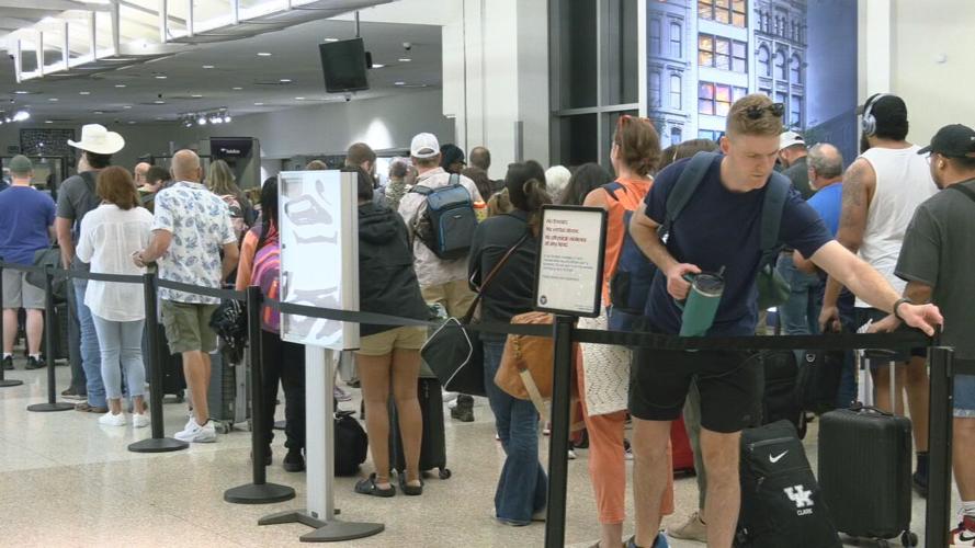 Long lines at the Louisville Muhammad Ali International Airport on June 28, 2023