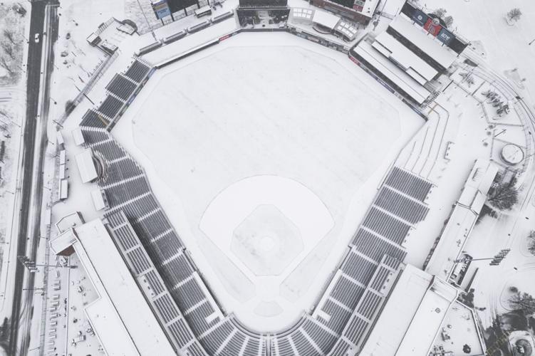 Louisville Slugger Field with snow