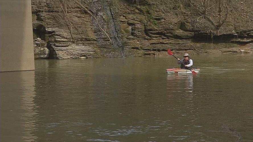 Fourth District Councilman Patrick McLaughlin kayaks near Providence Dam