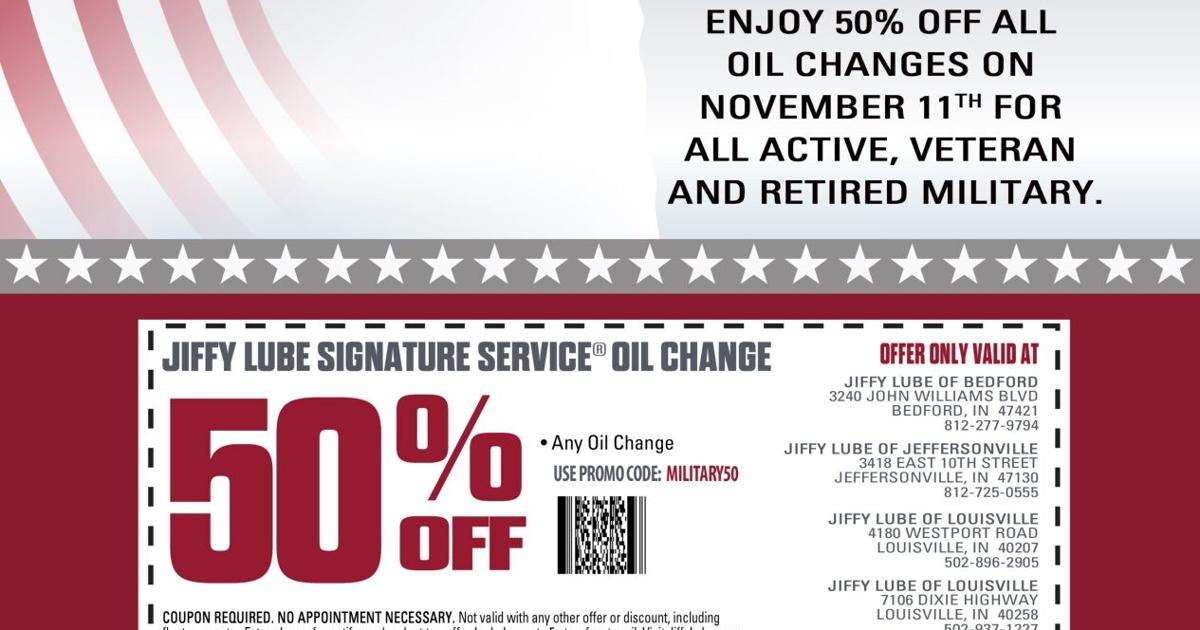 Jiffy Lube voucher for Veterans 2021 | | wdrb.com