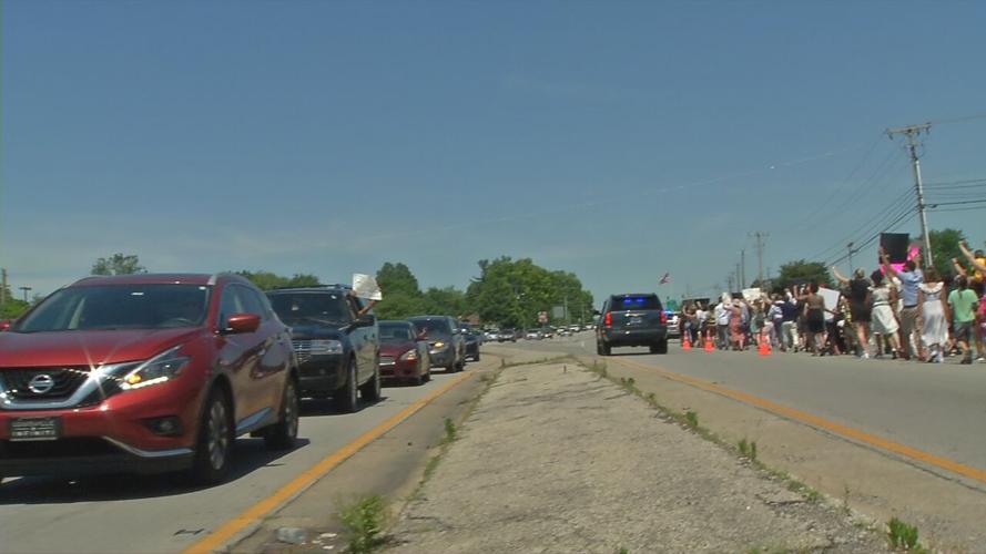 march on Hurstbourne Parkway in Jeffersontown