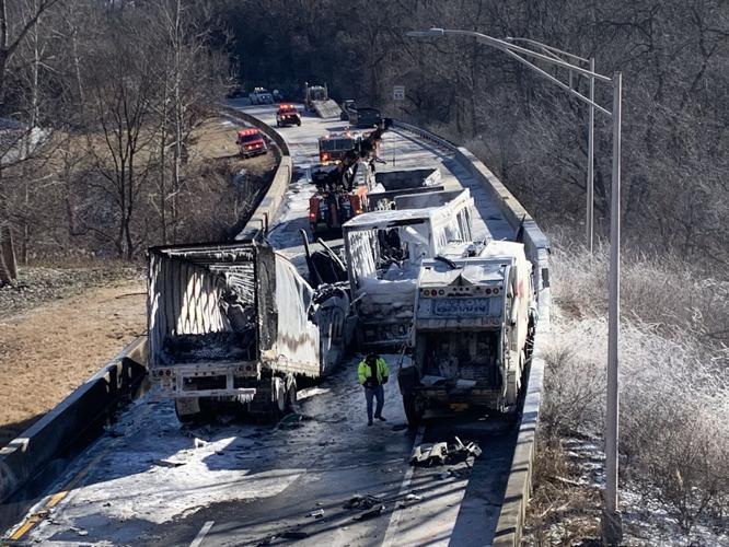 I-64 East crash near Cochran Hill Tunnel - daylight aftermath 1-17-2024