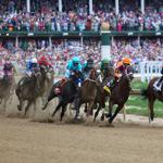 Horses near First Stretch at Kentucky Derby.JPG