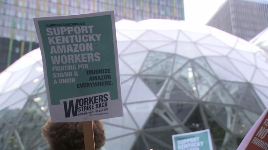 Kentucky Amazon workers demonstrate in Seattle