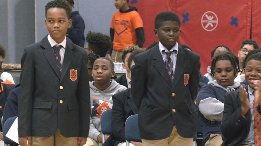 Students at W.E.B. DuBois bow-tie ceremony