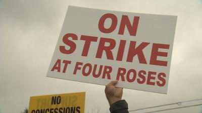 Union members on fourth day of labor strike outside Four Roses