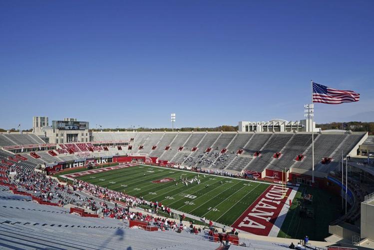 Penn State and Indiana play before family members during the first half of an NCCAA college football game