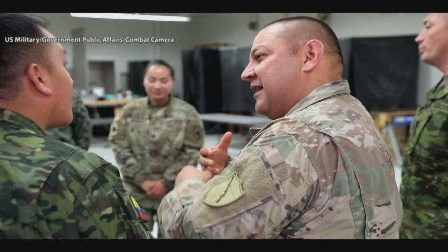 Members of Ecuador's army train with Kentucky National Guard members in June 2023