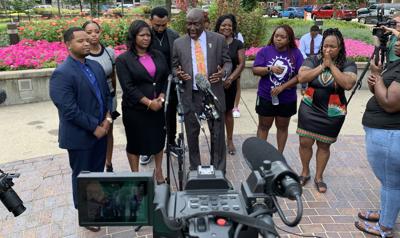 Ben Crump, attorney for Breonna Taylor's family, holds a news conference on Aug. 4, 2022