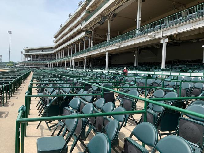 Trackside seating near Turn 1 at Churchill Downs