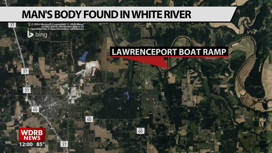 Map of location where body found in White River