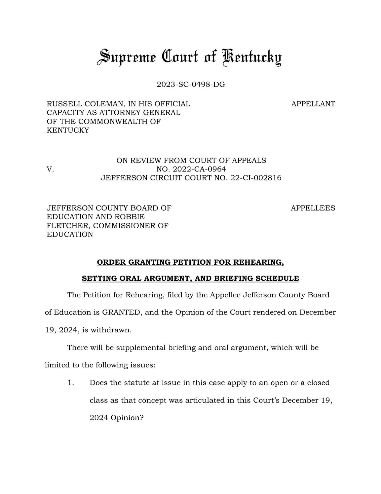 Kentucky Supreme Court Ruling